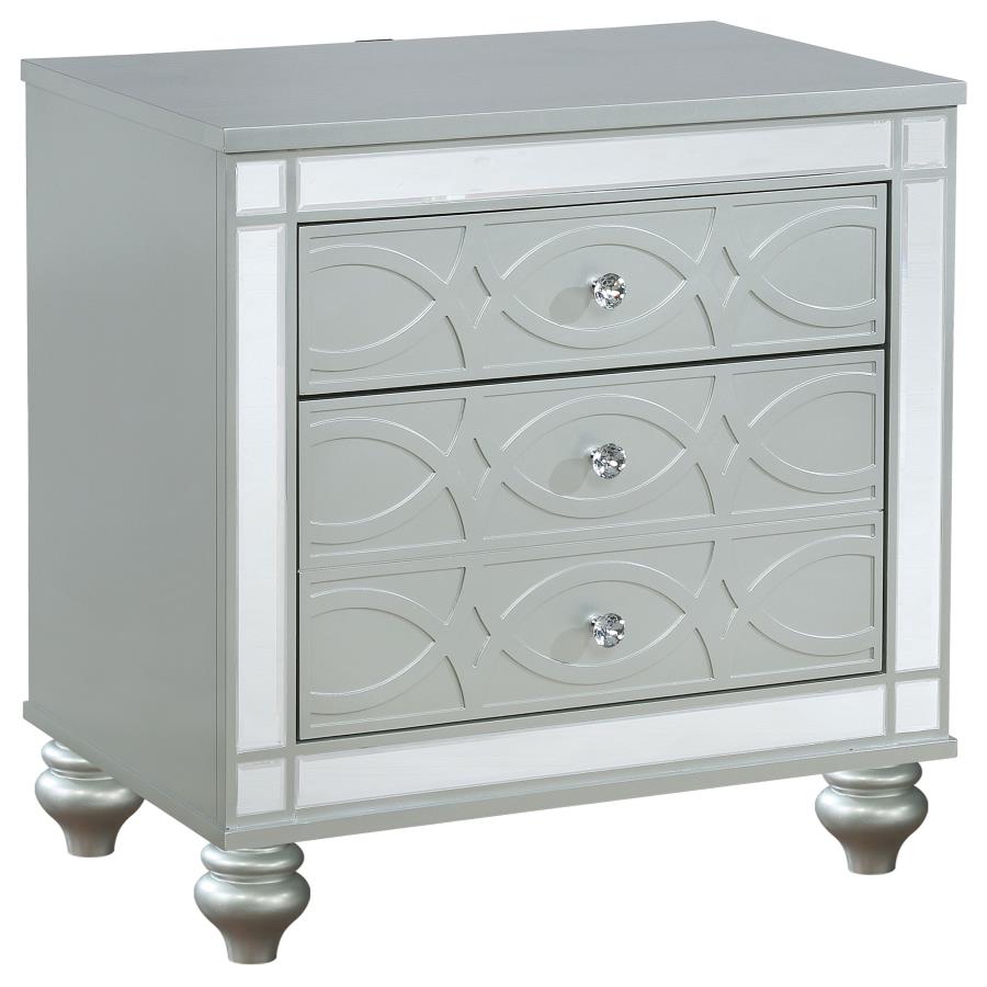 (image for) Gunnison 2-drawer Nightstand Silver Metallic