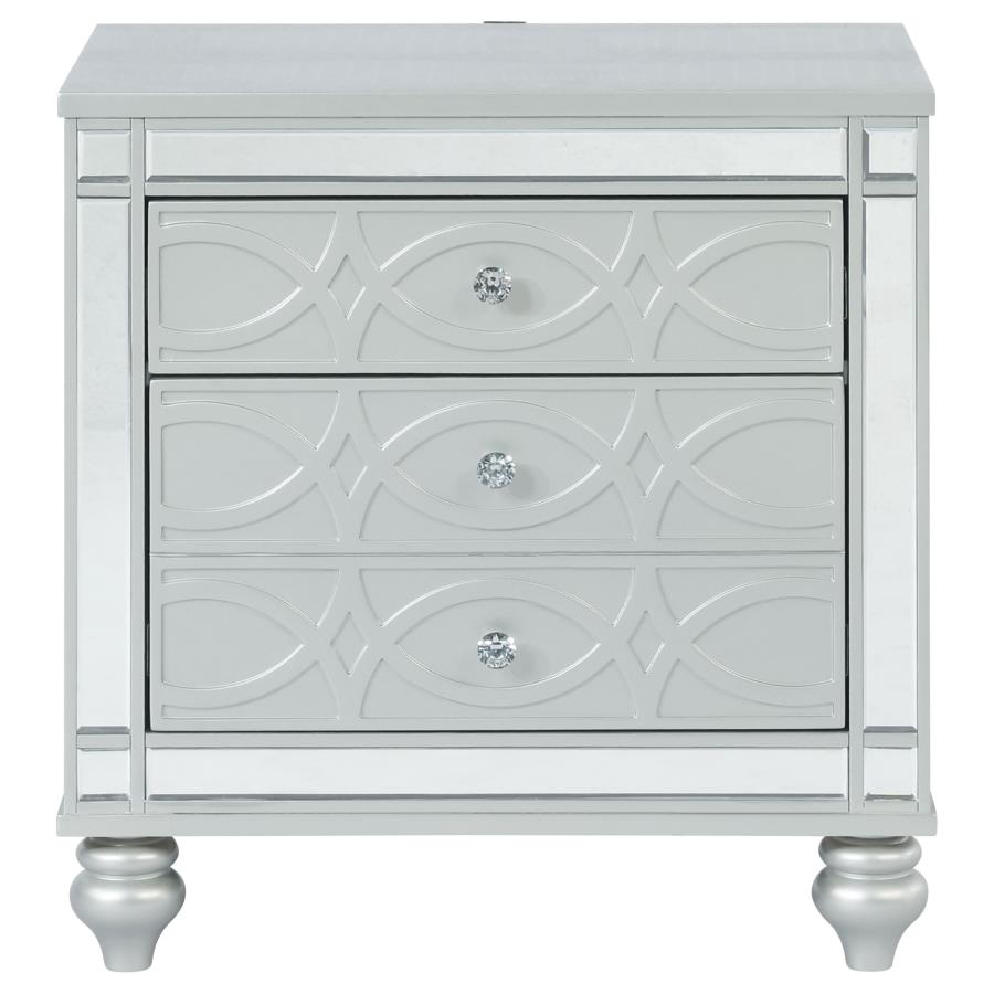 (image for) Gunnison 2-drawer Nightstand Silver Metallic