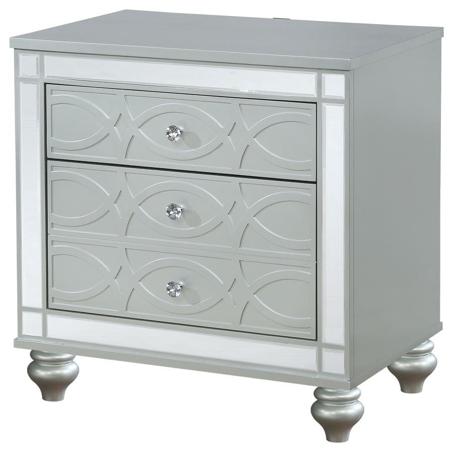 (image for) Gunnison 2-drawer Nightstand Silver Metallic