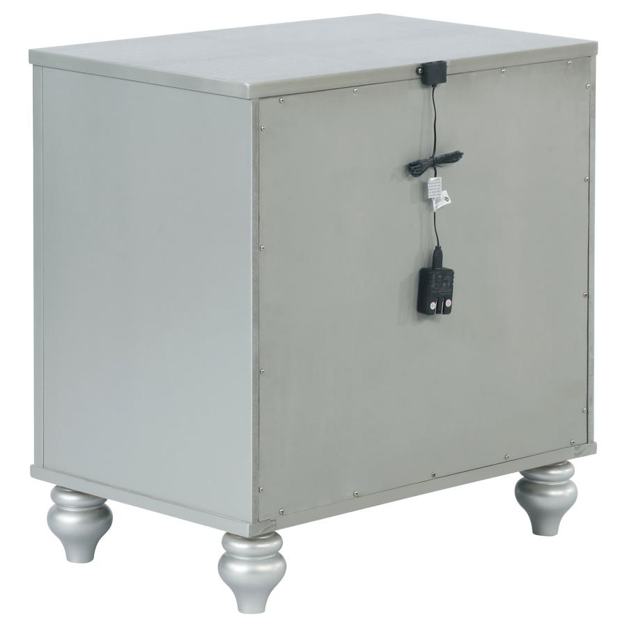 (image for) Gunnison 2-drawer Nightstand Silver Metallic