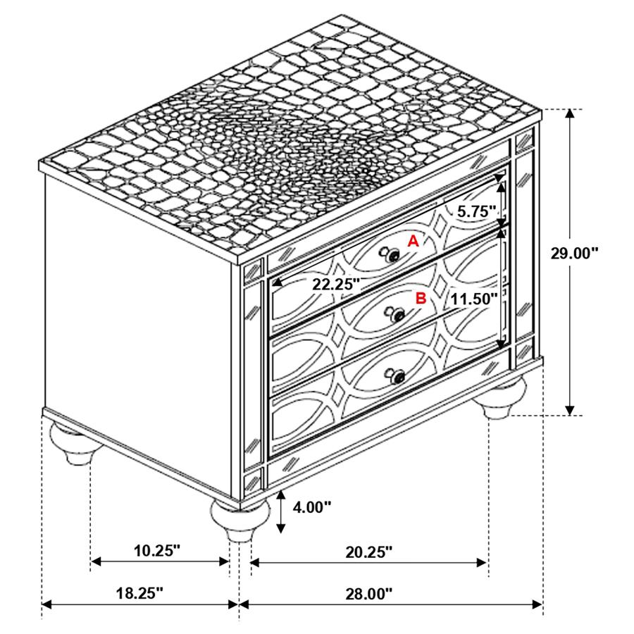 (image for) Gunnison 2-drawer Nightstand Silver Metallic