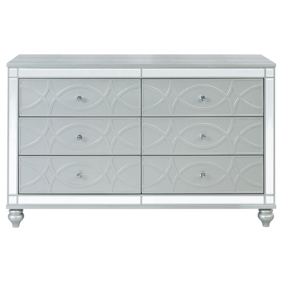 (image for) Gunnison 6-drawer Dresser Silver Metallic