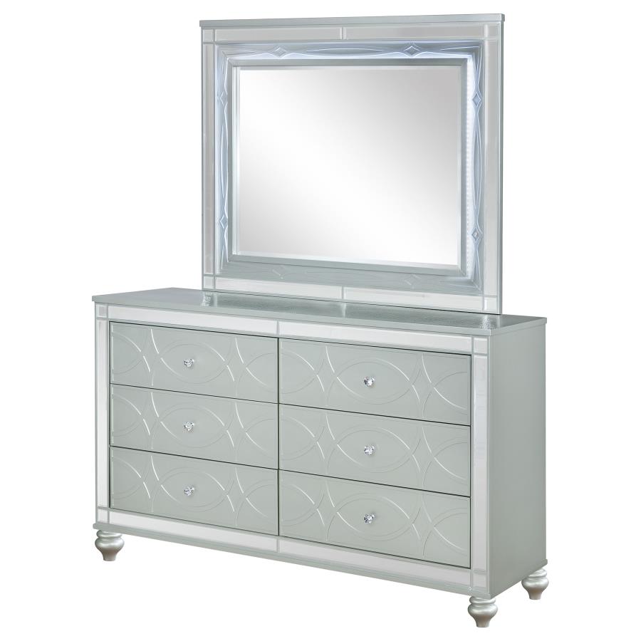 (image for) Gunnison 6-drawer Dresser with Mirror Silver Metallic