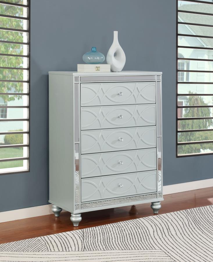 (image for) Gunnison 5-drawer Bedroom Chest Silver Metallic