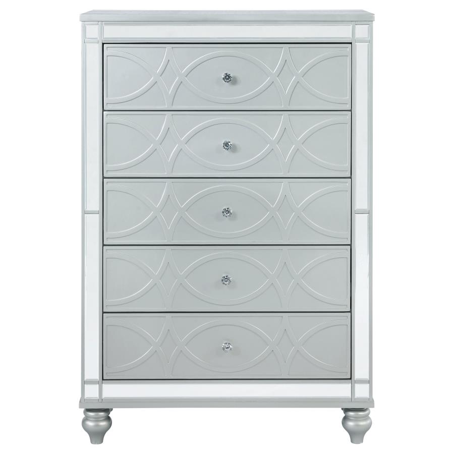 (image for) Gunnison 5-drawer Bedroom Chest Silver Metallic