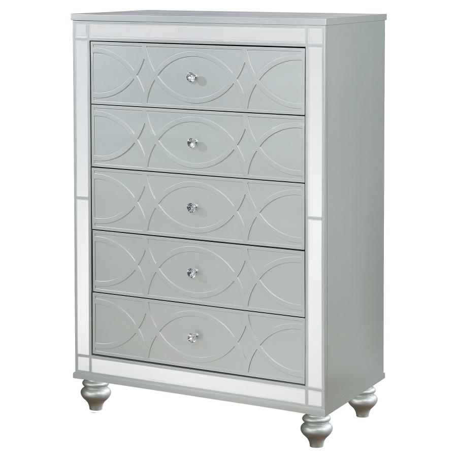 (image for) Gunnison 5-drawer Bedroom Chest Silver Metallic