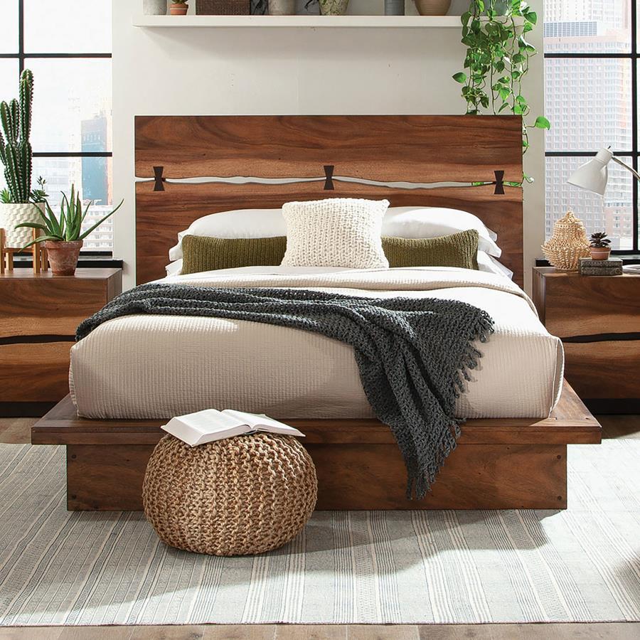 (image for) Winslow Wood Queen Panel Bed Smokey Walnut and Coffee Bean