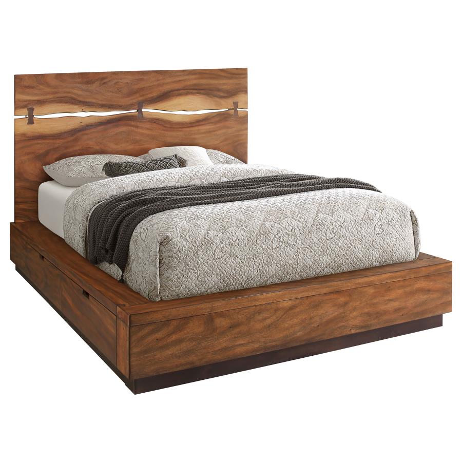 (image for) Winslow Wood Queen Storage Panel Bed Smokey Walnut