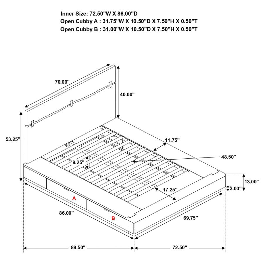 (image for) Winslow Wood Queen Storage Panel Bed Smokey Walnut