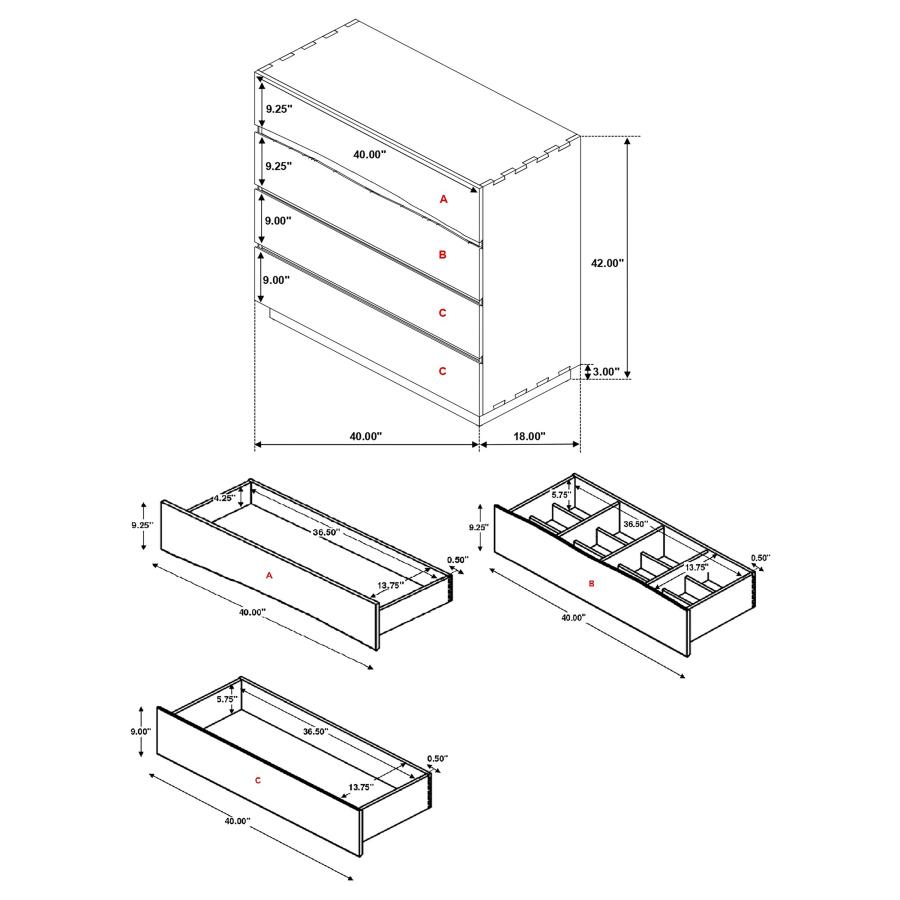 (image for) Winslow 4-drawer Bedroom Chest Smokey Walnut