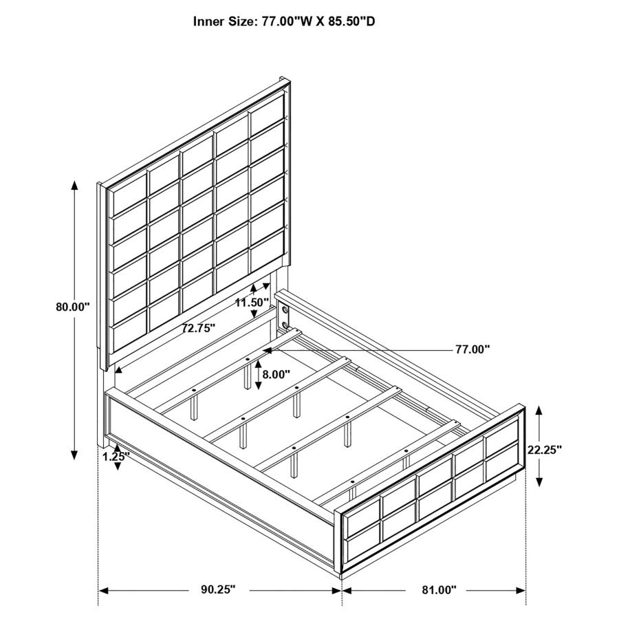 (image for) Durango 77-inch California King Panel Bed Smoked Peppercorn