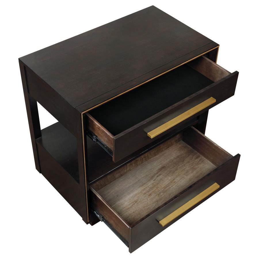 (image for) Durango 2-drawer Nightstand Smoked Peppercorn