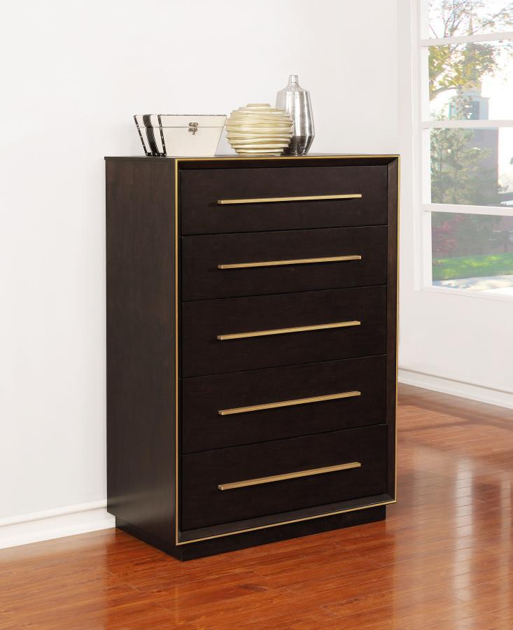 (image for) Durango 5-drawer Bedroom Chest Smoked Peppercorn