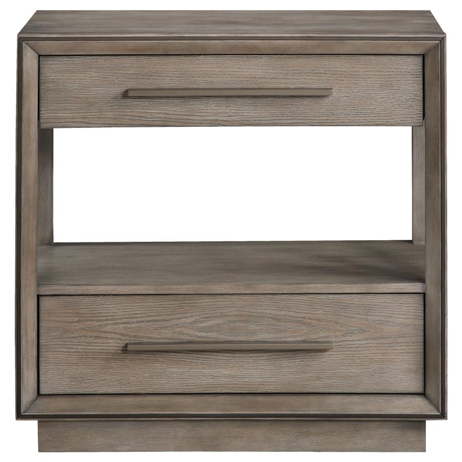 (image for) Durango 2-drawer Nightstand Bedside Table Washed Oak