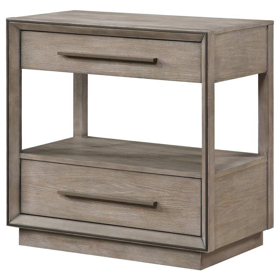 (image for) Durango 2-drawer Nightstand Bedside Table Washed Oak