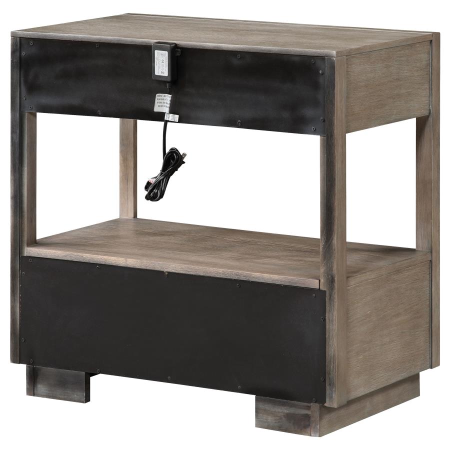 (image for) Durango 2-drawer Nightstand Bedside Table Washed Oak