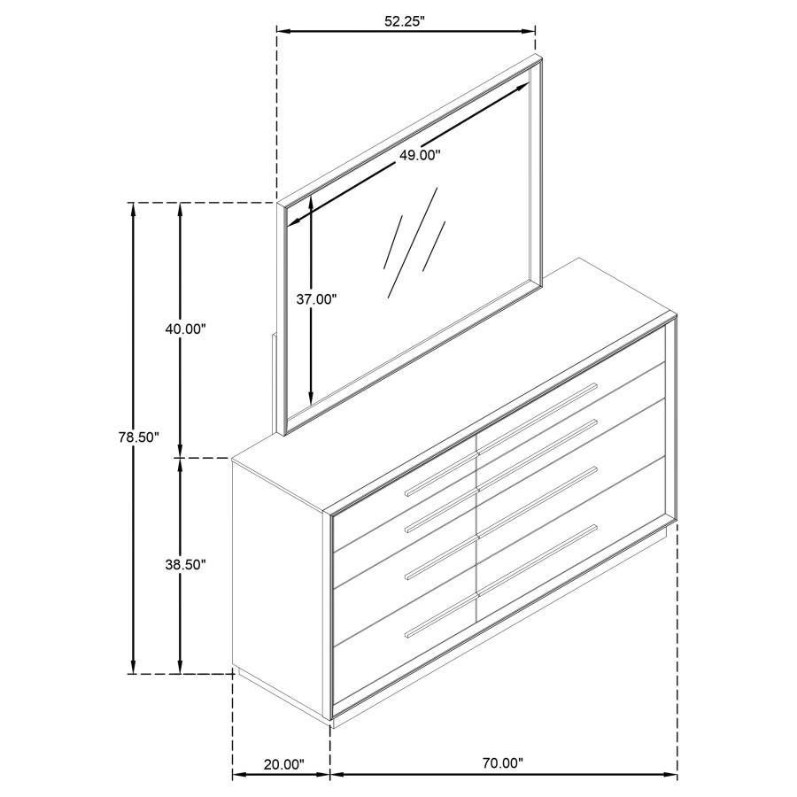 (image for) Durango 8-drawer Dresser and Mirror Washed Oak