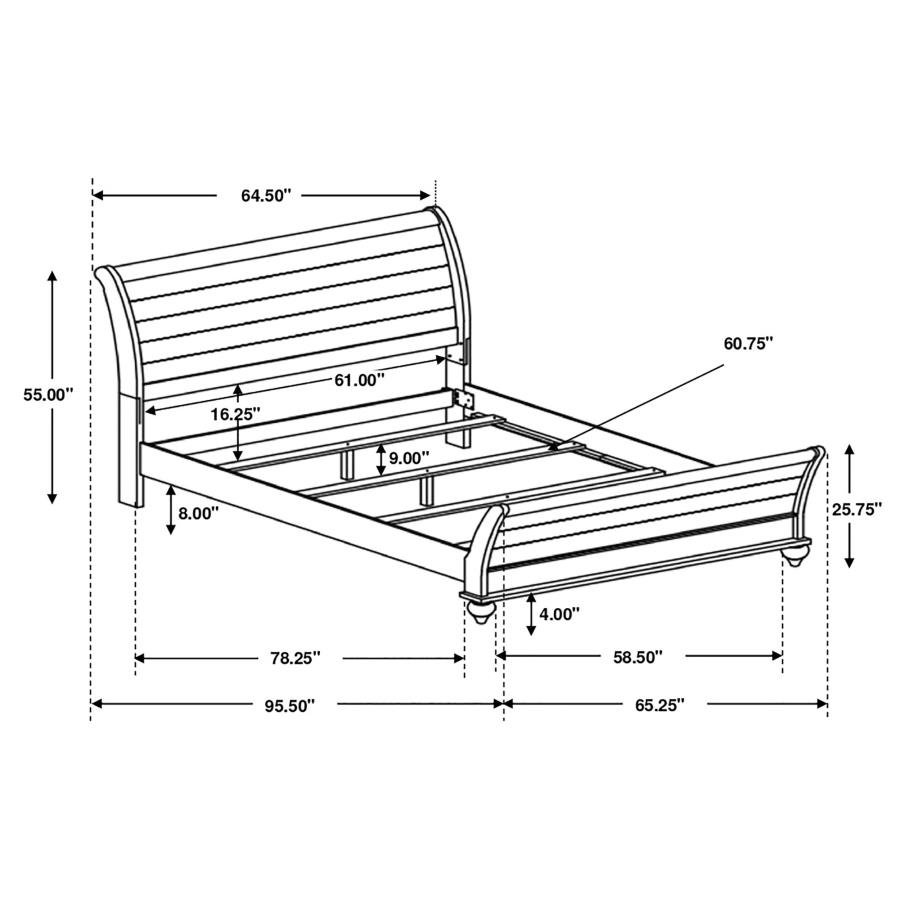 (image for) Stillwood Wood Queen Sleigh Bed Vintage Linen