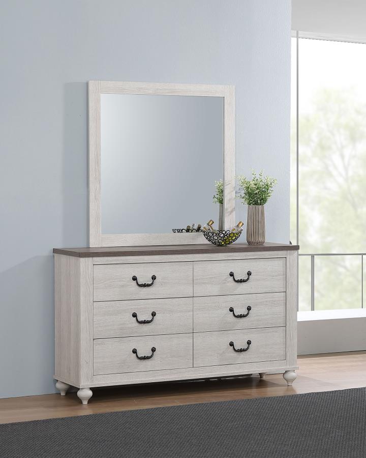 (image for) Stillwood 6-drawer Dresser with Mirror Vintage Linen