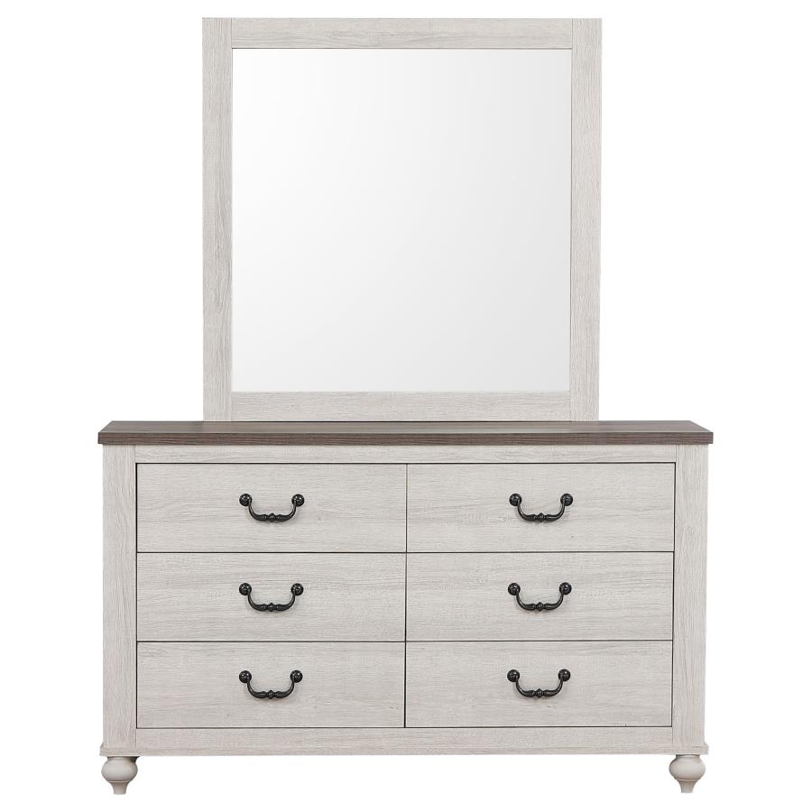 (image for) Stillwood 6-drawer Dresser with Mirror Vintage Linen