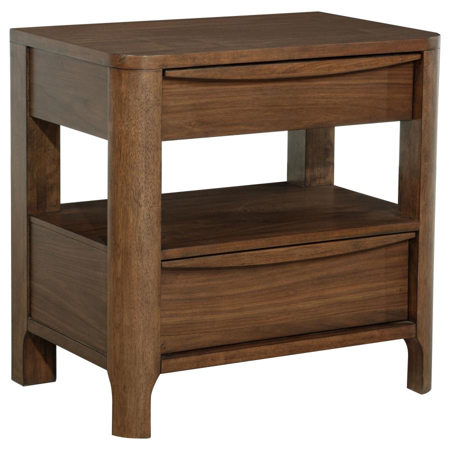 (image for) Maderia 2-drawer Nightstand Bedside Table Walnut