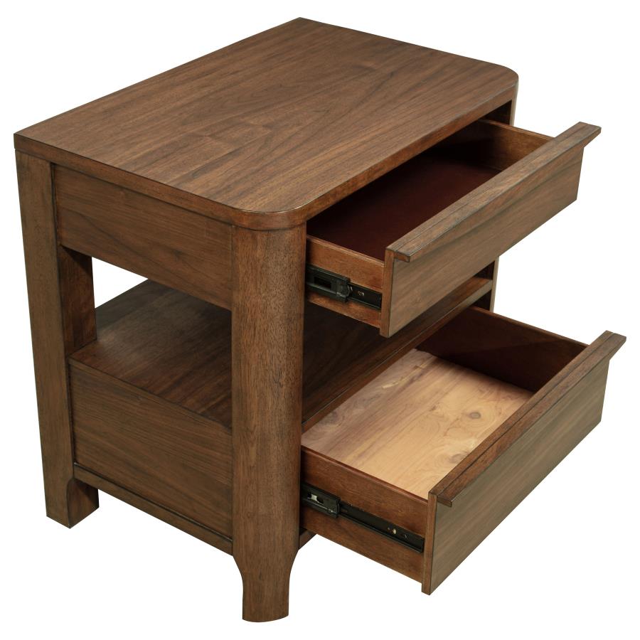 (image for) Maderia 2-drawer Nightstand Bedside Table Walnut