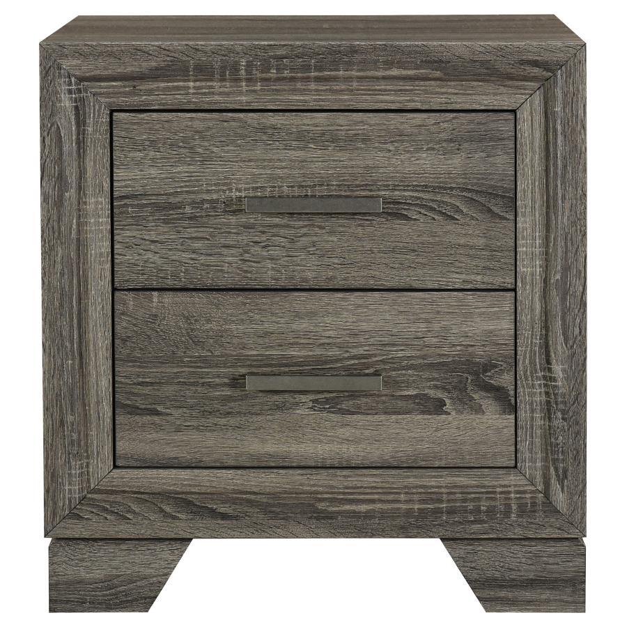 (image for) Wright 2-drawer Nightstand Bedside Table Brown Oak