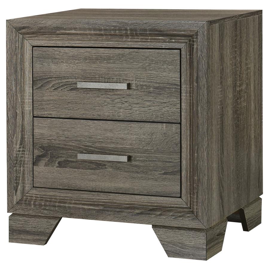 (image for) Wright 2-drawer Nightstand Bedside Table Brown Oak