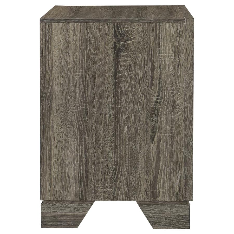 (image for) Wright 2-drawer Nightstand Bedside Table Brown Oak