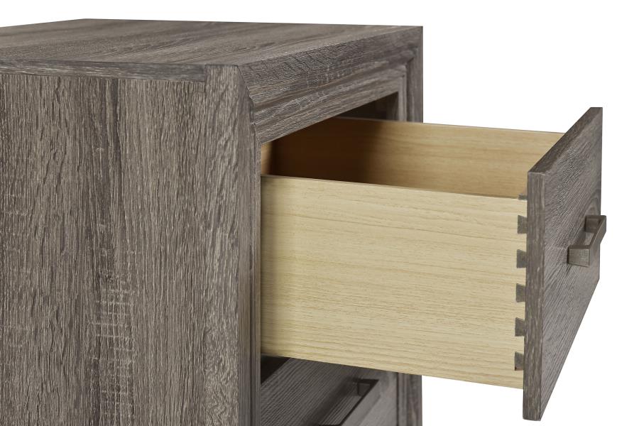 (image for) Wright 2-drawer Nightstand Bedside Table Brown Oak