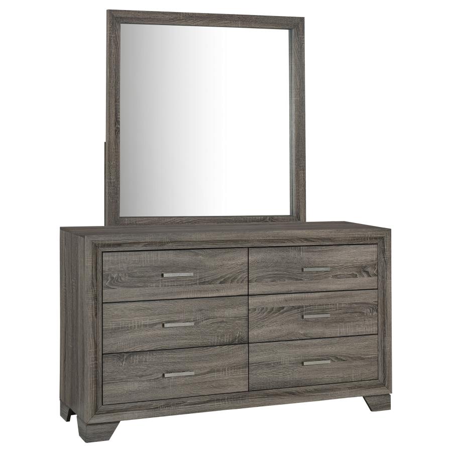 (image for) Wright 6-drawer Dresser and Mirror Brown Oak