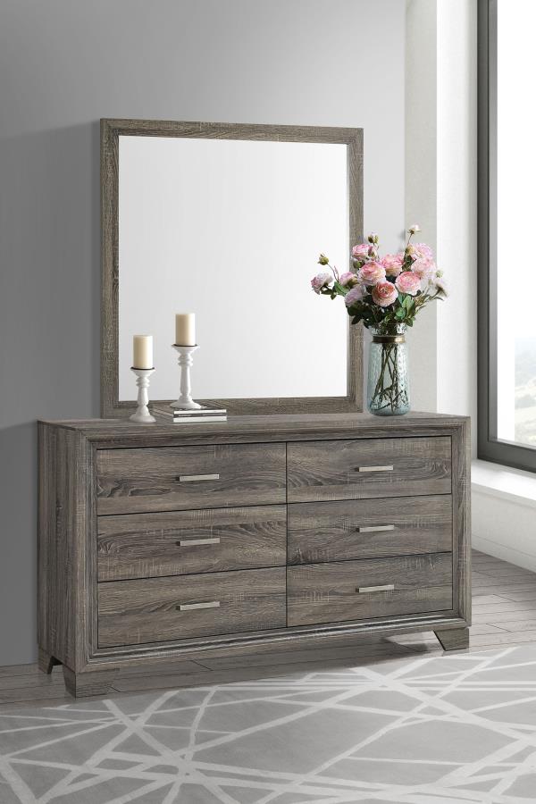 (image for) Wright 6-drawer Dresser and Mirror Brown Oak