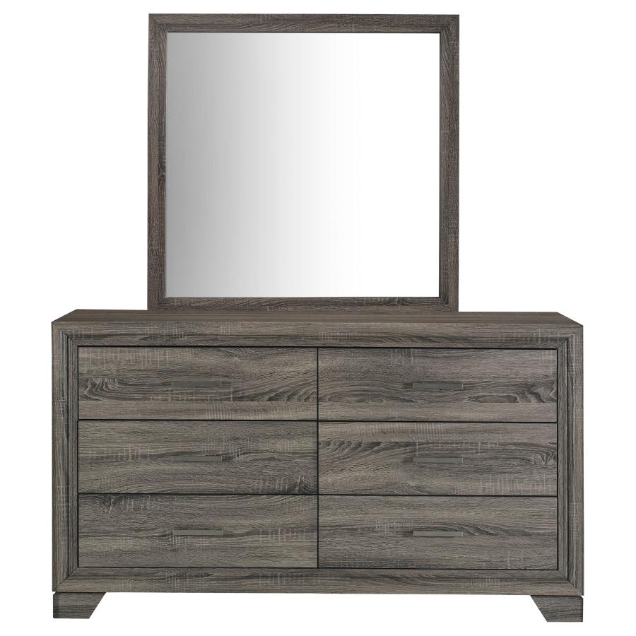 (image for) Wright 6-drawer Dresser and Mirror Brown Oak