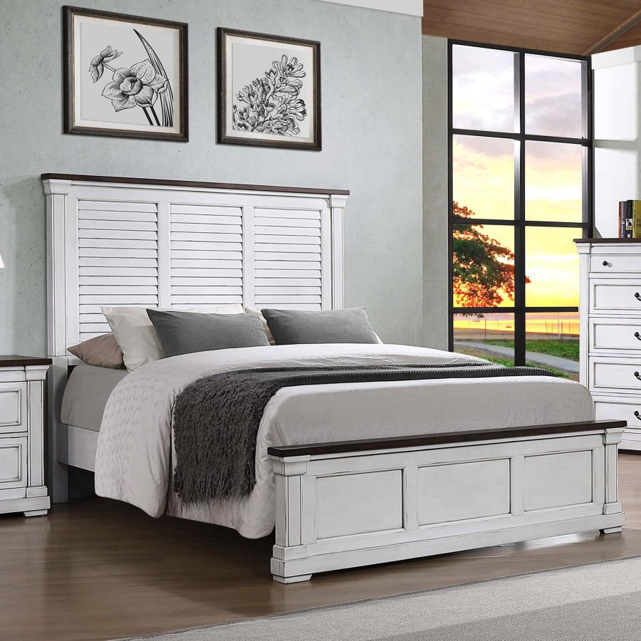 (image for) Hillcrest Wood Eastern King Panel Bed Distressed White