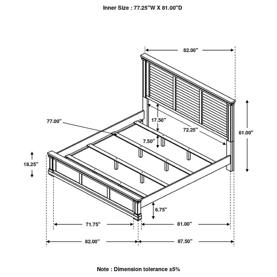 (image for) Hillcrest Wood Eastern King Panel Bed Distressed White