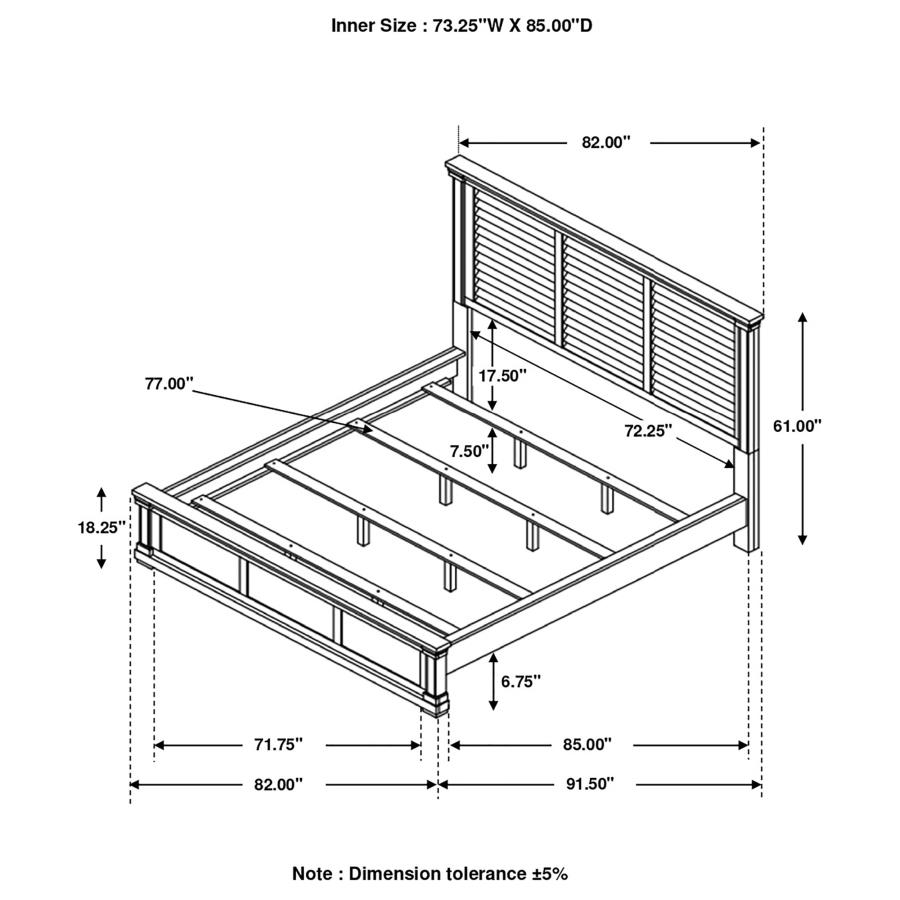 (image for) Hillcrest Wood California King Panel Bed Distressed White