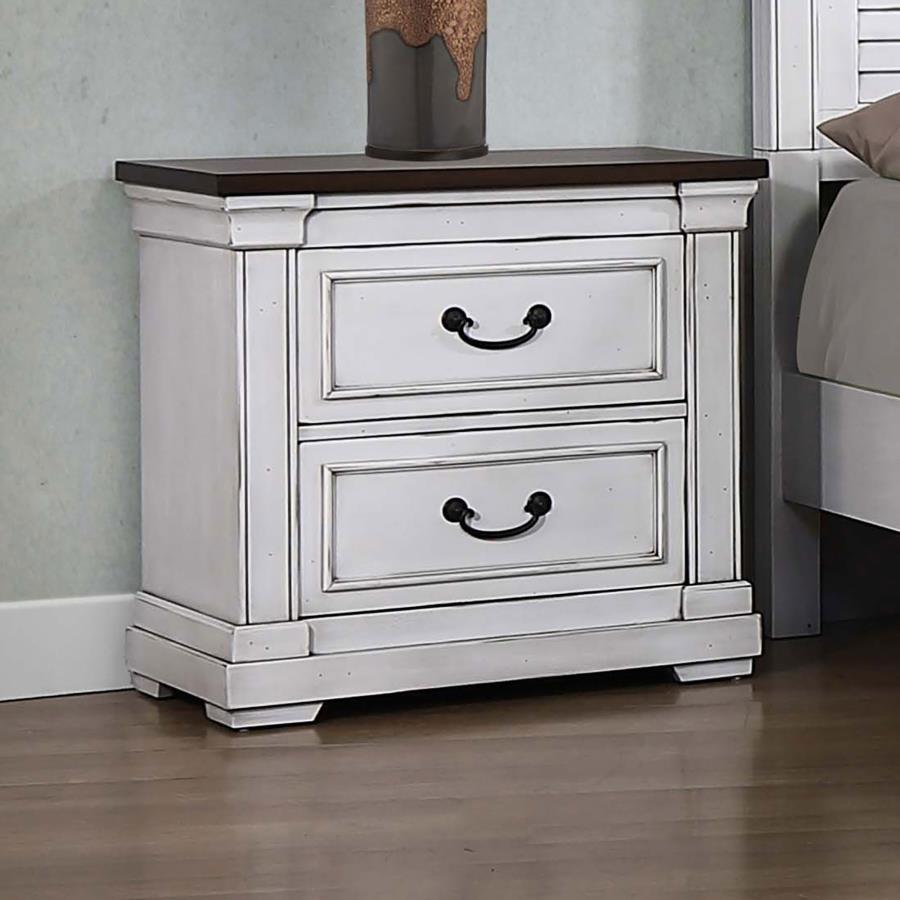 (image for) Hillcrest 2-drawer Nightstand Distressed White