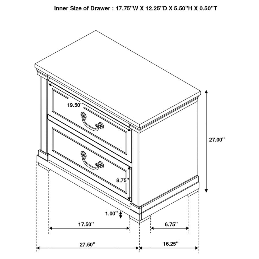 (image for) Hillcrest 2-drawer Nightstand Distressed White