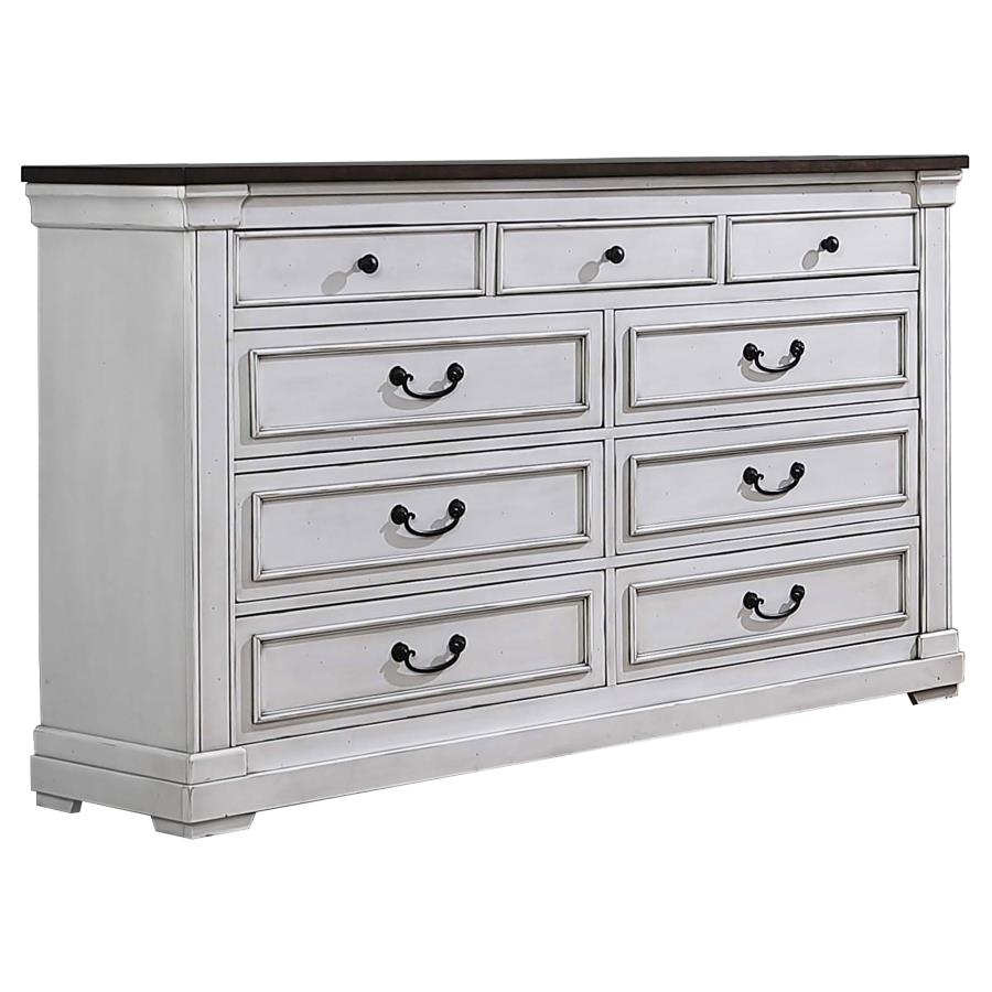 (image for) Hillcrest 9-drawer Dresser Distressed White