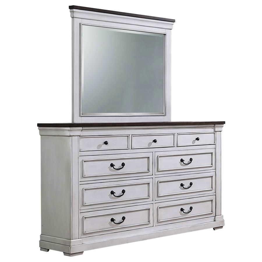 (image for) Hillcrest 9-drawer Dresser with Mirror Distressed White