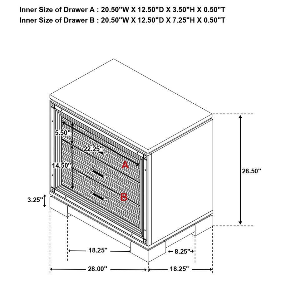 (image for) Cappola 2-drawer Nightstand Black