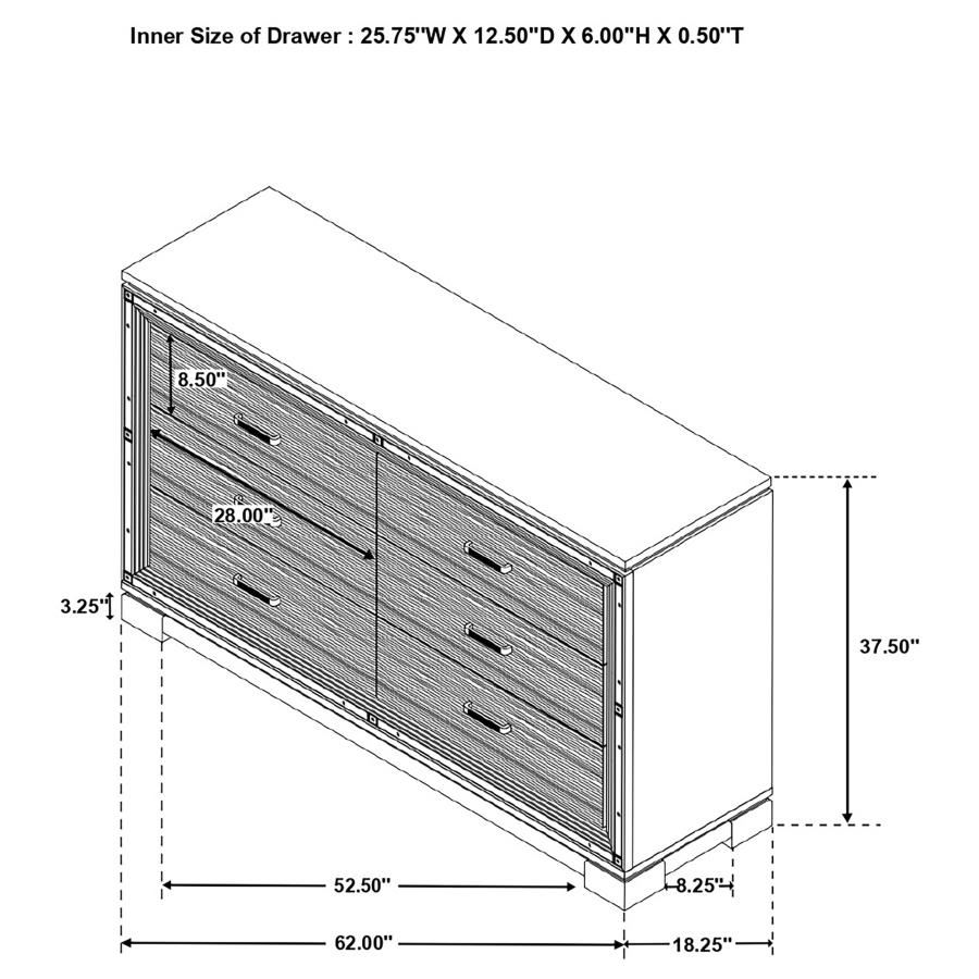 (image for) Cappola 6-drawer Dresser Black