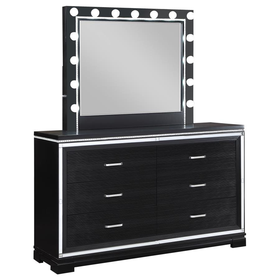 (image for) Cappola 6-drawer Dresser with Mirror Black