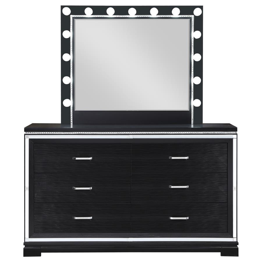 (image for) Cappola 6-drawer Dresser with Mirror Black