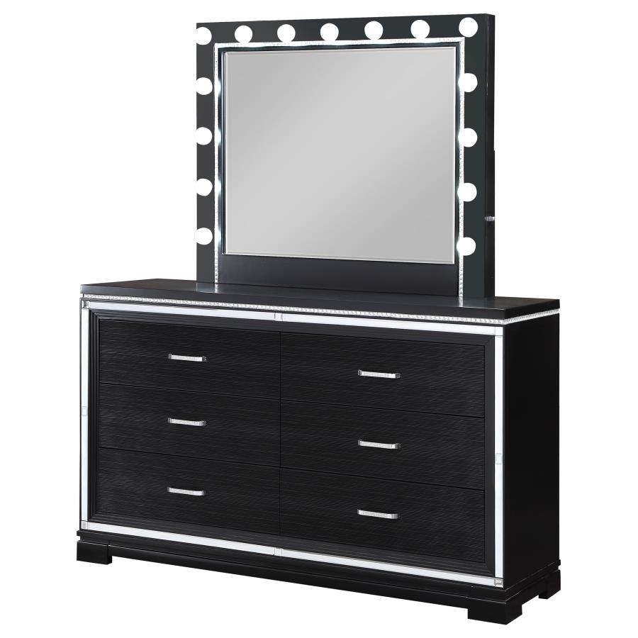 (image for) Cappola 6-drawer Dresser with Mirror Black