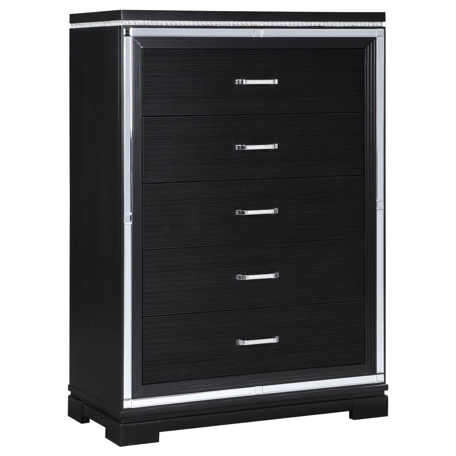 (image for) Cappola 5-drawer Bedroom Chest Black - Click Image to Close