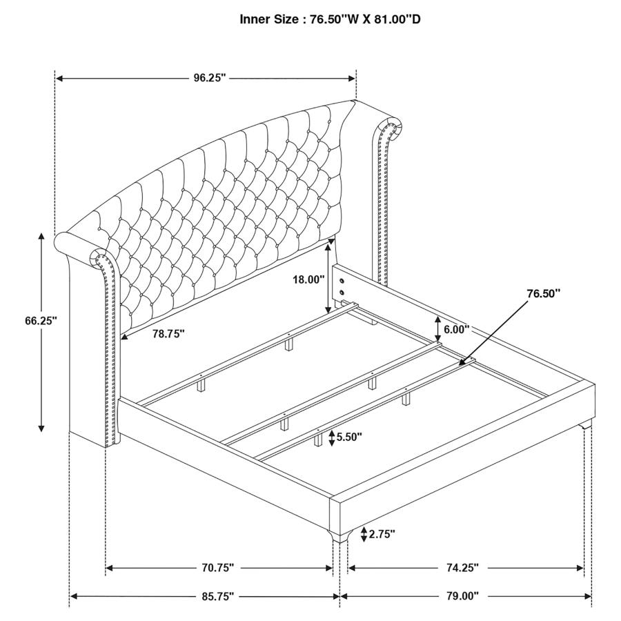 (image for) Melody Upholstered Eastern King Wingback Bed Pacific Blue