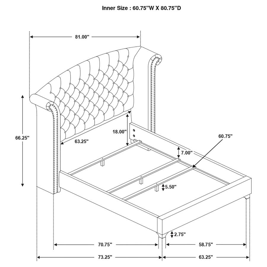 (image for) Melody Upholstered Queen Wingback Bed Pacific Blue