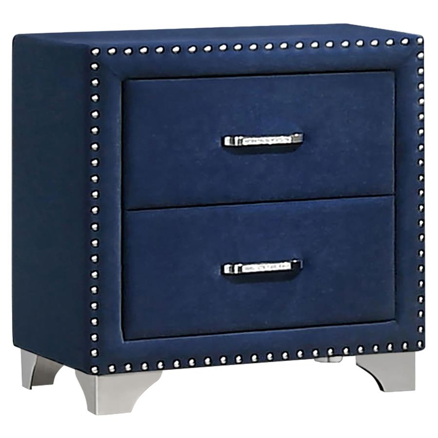 (image for) Melody Upholstered 2-drawer Nightstand Pacific Blue