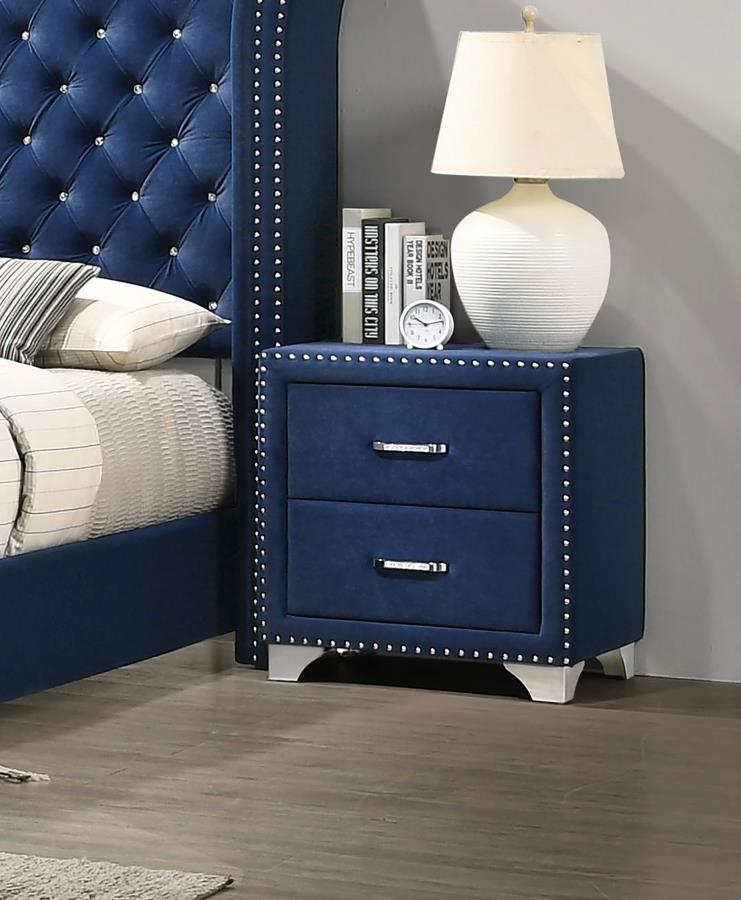 (image for) Melody Upholstered 2-drawer Nightstand Pacific Blue